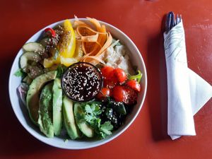 Vegan Bowl at Jämsänkosken Vanha Mylly in Jaemsaenkoski