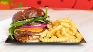 VEGAN BEEFLESS BURGER WITH FRIES OR SALAD. ONLY $15.00 at Earths Goddess Holistics and Juicebar in Fort Lauderdale