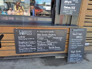 Vegan waffle options at Iced on the Quay in Hayle