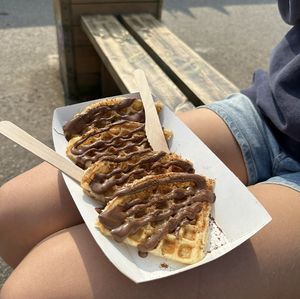Cinnamon and chocolate waffles😍  at Iced on the Quay in Hayle