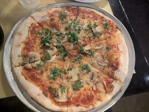 Vegan cheese pizza with mushrooms at Shotti's Point in Ocean City