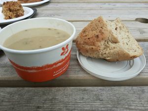 Leek and potato soup at Brewhouse Cafe - Seaton Delaval Hall in Seaton Sluice