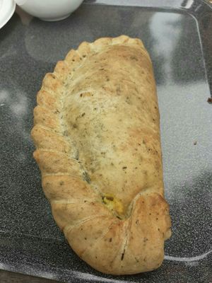 curried cauliflower pasty at Brewhouse Cafe - Seaton Delaval Hall in Seaton Sluice