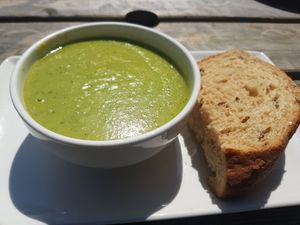 Pea and mint soup (vg) at Brewhouse Cafe - Seaton Delaval Hall in Seaton Sluice