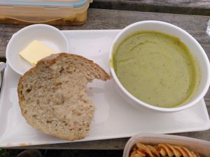 Pea and mint soup (May 2025) at Brewhouse Cafe - Seaton Delaval Hall in Seaton Sluice