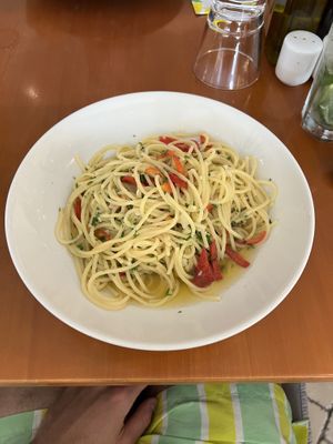 Spaghetti with chilli and garlicc  at Agliolio in Il-qrendi