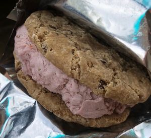 Super delicious strawberry ice cream sandwich.  Will likely get again.  at Mr.Dewie's Cashew Creamery in Oakland