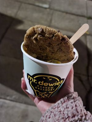 Vegan cookie in triple scoop at Mr.Dewie's Cashew Creamery in Oakland