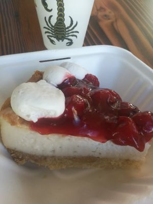 Cherry cheesecake. Absolutely delicious and creamy 😋 at Timeless Coffee - Webster in Oakland