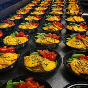 cheezy scalloped potatoes at Plant Based Meals in San Diego