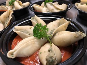 jumbo shells stuffed with their very own tofu ricotta at Plant Based Meals in San Diego