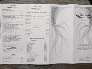 Menu at Thai Taste in Amarillo