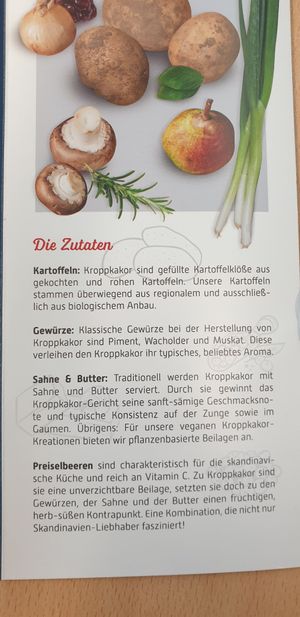 Zutaten at Kückes Kroppkakor in Wolfsburg