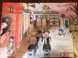 Paper tablecloth, have fun to recognise all the anime characters :D at Ichiban in Padua