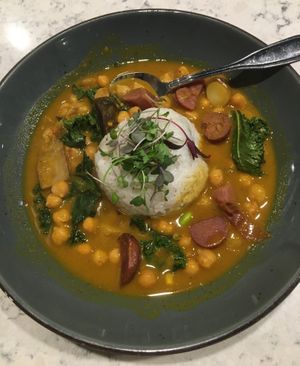 Hearty Curry Bowl. Delicious & beautifully presented. Note there is no meat in this picture…it’s the fingerling potatoes. I feel the portion size vs. $18 price is not right. at Mason Jar Kitchen in Eagan