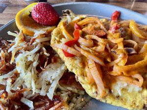 Baja vegan omelet with Just Egg  at Mason Jar Kitchen in Eagan