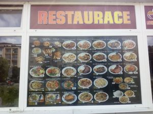 Outdoor menu at Golden Sun in Havlickuv Brod