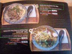 Vegan options - main dishes
Needs request without meat:
Noodle Soup Pho
Soup With Rice Noodles at Golden Sun in Havlickuv Brod