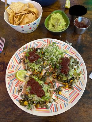 roasted vegetable tacos with chipotle salsa at Mexifun in Southampton