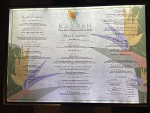 Menu kaart  at Kasbah in Ibiza