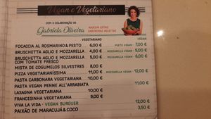Menu at La Forneria in Vila Real