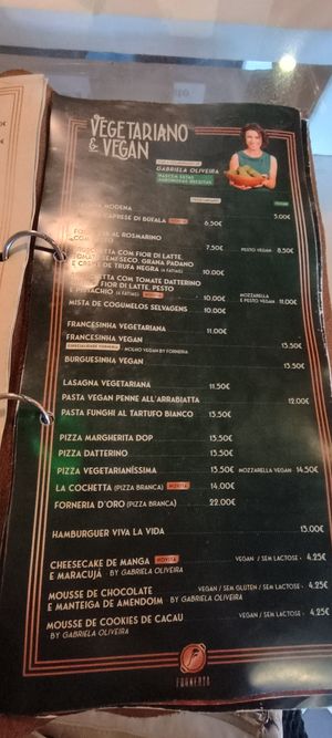 Menu vegetariano at La Forneria in Vila Real