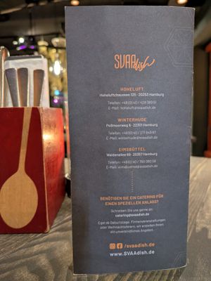 Menu page at SVAAdish at SVAAdish in Hamburg