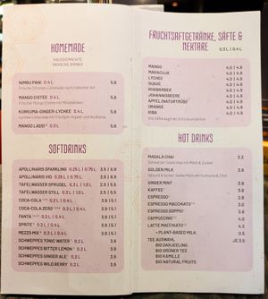 Menu page at SVAAdish at SVAAdish in Hamburg