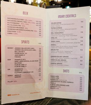 Menu page at SVAAdish at SVAAdish in Hamburg