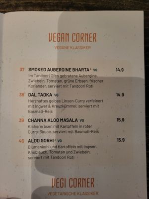 Menu at SVAAdish in Hamburg