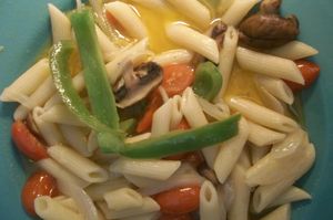 pasta primavera (partially eaten--sorry!) at Galway Bay in Ocean Shores