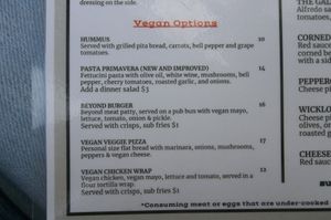 New menu with more and better vegan options! at Galway Bay in Ocean Shores