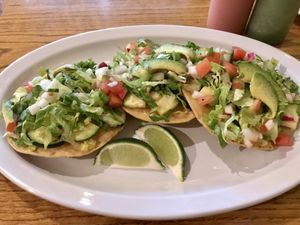 Salvadoran Enchiladas - veggie  (ask for no egg and cheese to make it vegan as shown)  at Gloria's Pupuseria in Staunton