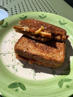 facon, cheese, pineapple pickle toastie   at Tyler's Milkbar in Preston