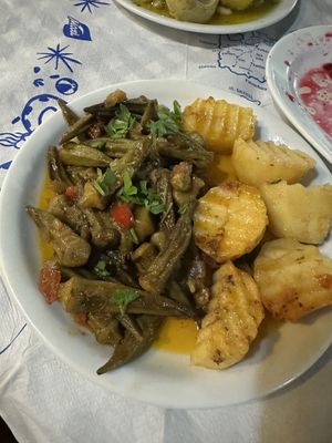 Okra main dish  at The Cellar Tavern in Crete