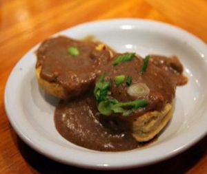 vegan biscuits and gravy from vita cafe at Cafe Gertrude in Portland