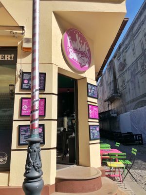 Outside the restaurant  at FunKink Burgers in Bucharest