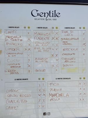 Flavors  at Gelateria Gentile  in Bari