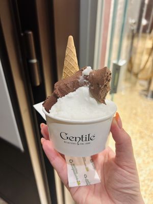 cioccolato al riso, lemon sorbet  at Gelateria Gentile  in Bari