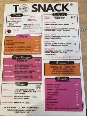 Menu - clearly labelled   at Oxygène Café in Tignes