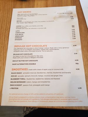 menu at Indulge in Pinner