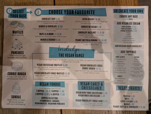 Vegan dessert menu at Indulge in Pinner