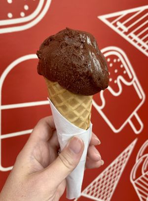 Chocolate Nero vegan ice cream  at Shorty's Ice Cream Parlour in Ballater