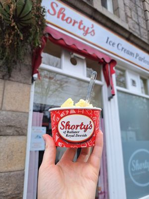 Apricot sorbet at Shorty's Ice Cream Parlour in Ballater