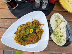 Eggplant curry + naan  at Kashmir in Brasov