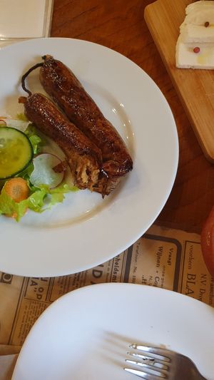 Alheira de cogumelos at Espaço Vila Velha in Mertola