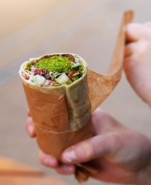 Our falafel is made and packed in a way that you can enjoy it sitting or even on the go when you're in a hurry.  at FLFL Haarlem in Haarlem