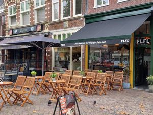 Front and outdoor seating at FLFL Haarlem in Haarlem