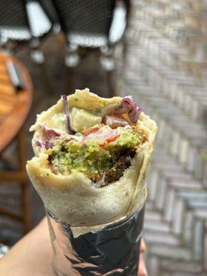 Falafel Wrap, no coriander, slightly spicy 9,95€  at FLFL Haarlem in Haarlem