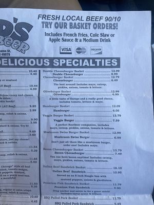 Veggie burger and basket options   at Red's Root Beer in Paw Paw
